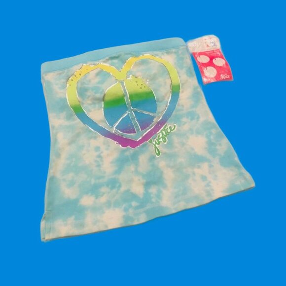 JUSTICE Tie Dye Wear 3 Way Halter Tube Tank Heart Peace Sign Front Size 10 NEW - Picture 2 of 5